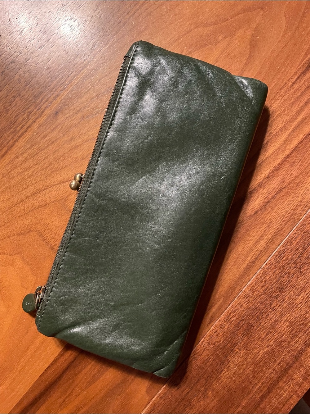 Latico Green Leather Kiss-Lock Wallet Floral Lining
